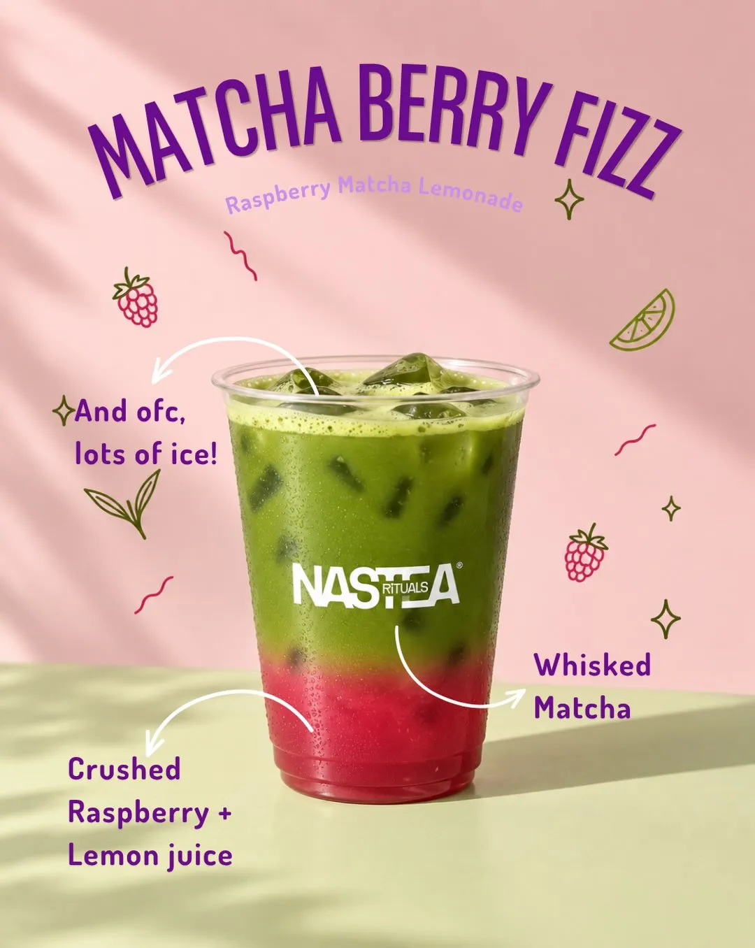 Berry fizz matcha lemonade recipe