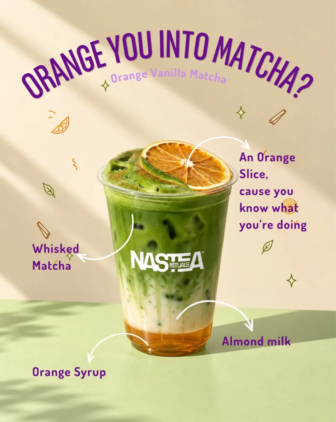 Orange vanilla matcha latte recipe